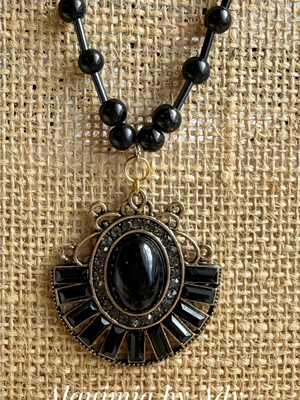 HIGH SUMMER + Black Faceted & Textured Beaded Necklace onyx